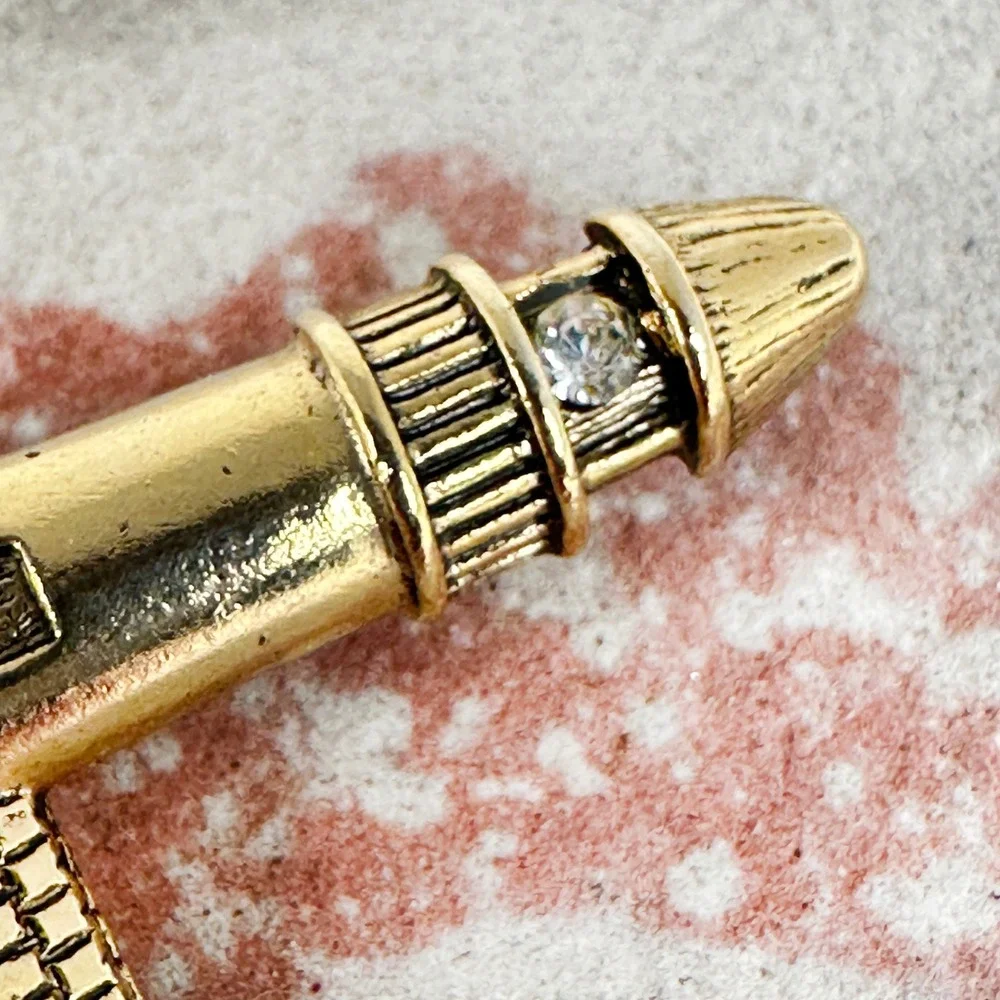 Vintage Signed CAMCO Gold Tone Lighthouse Brooch‎ Pin w/ Rhinestone Light - Picture 3 of 8
